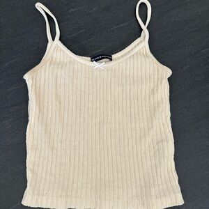 Brandy Melville Cream Ribbed Camisole Top